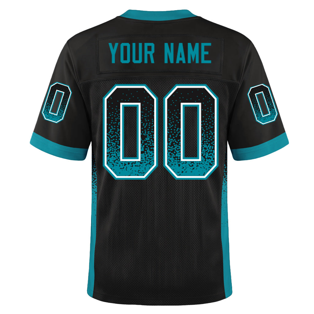 Custom Black Teal-White Mesh Drift Fashion Mesh Football Jersey