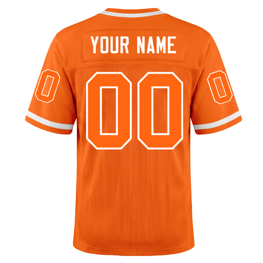 Custom Orange White Mesh Football Jersey