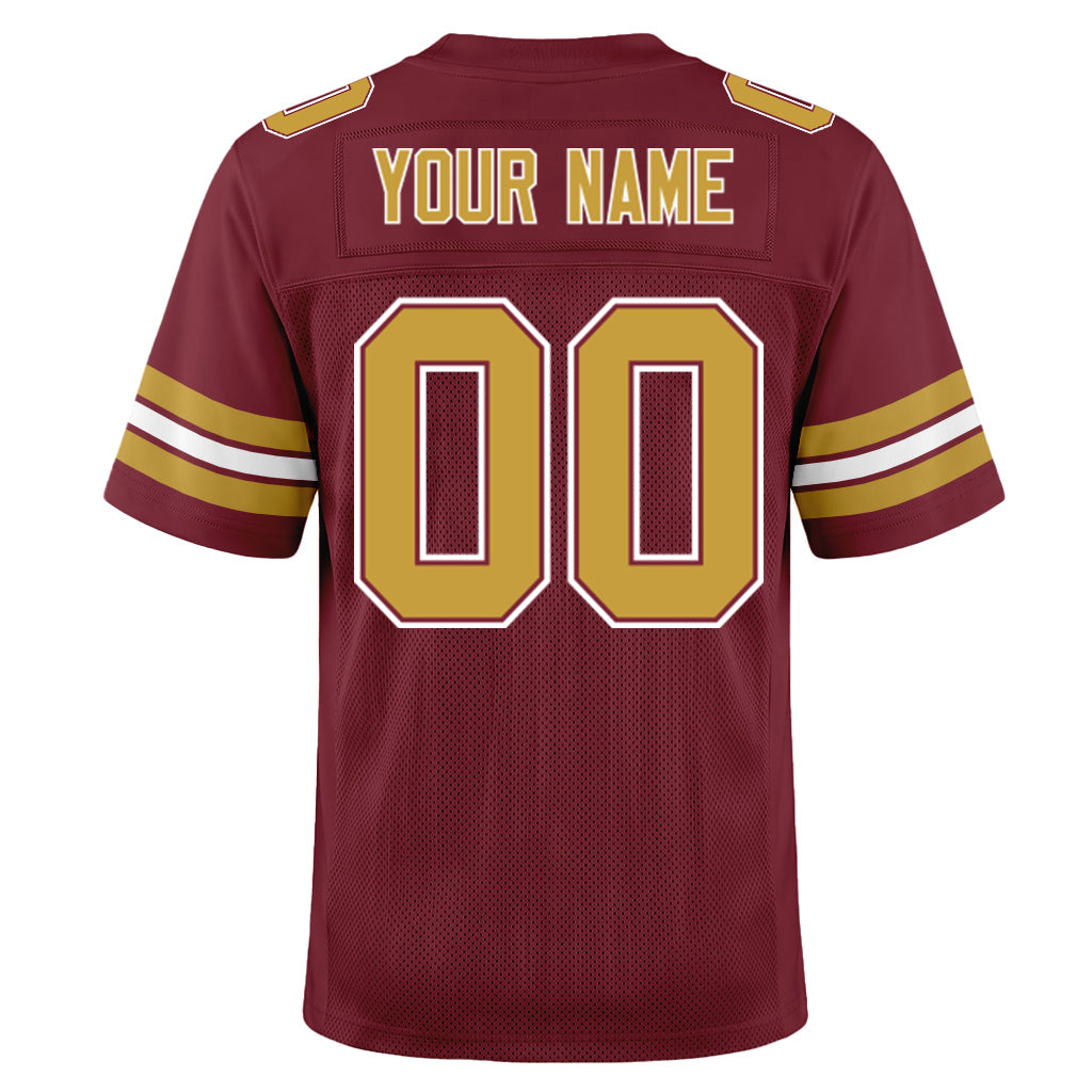 Custom Burgundy Old Gold-White Football Jersey