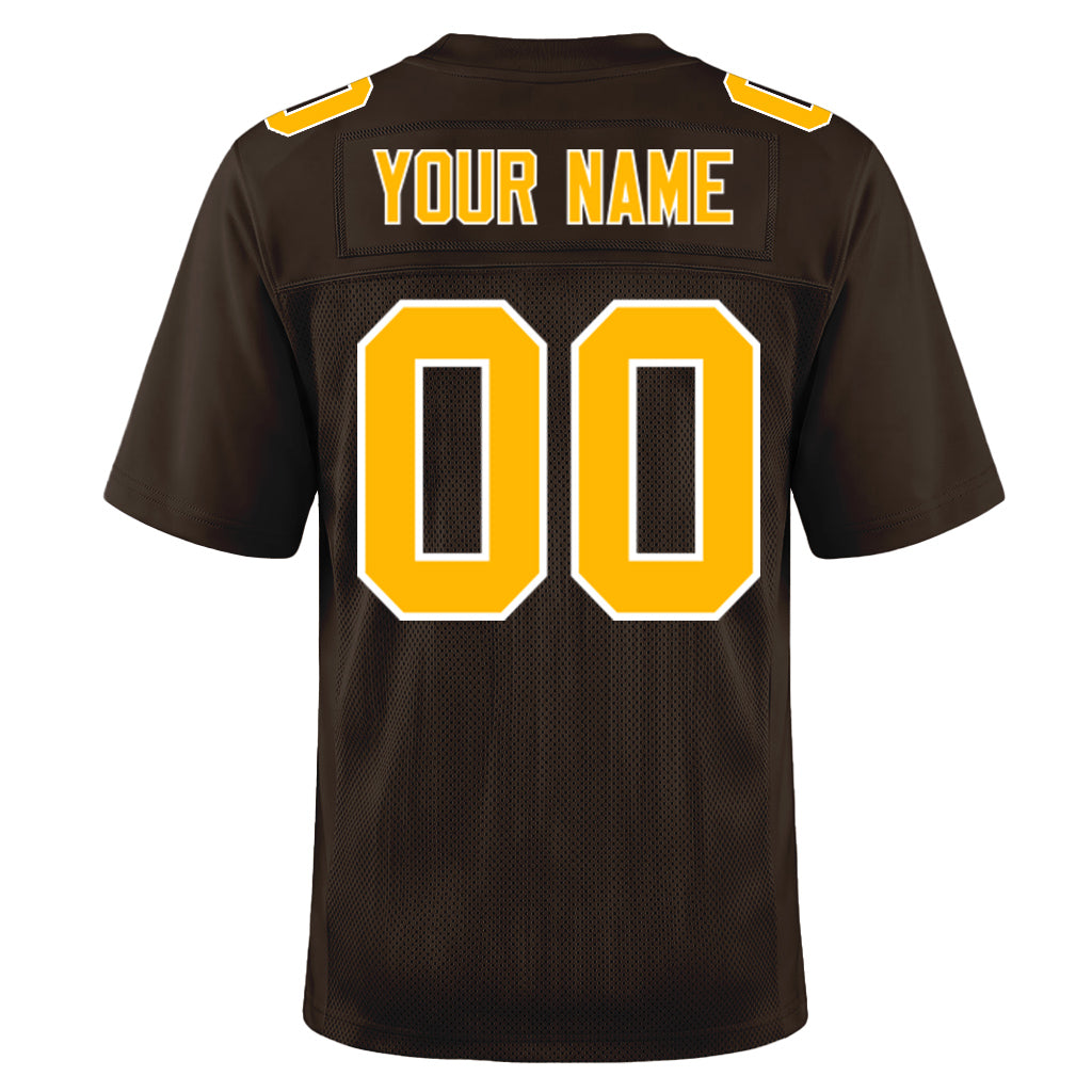 Custom Brown Gold-White Football Jersey