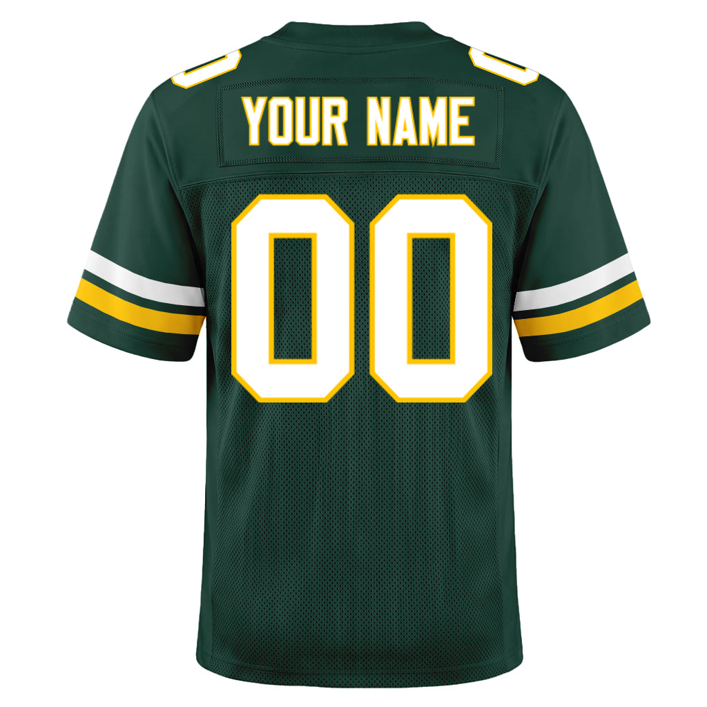 Custom Green White-Gold Mesh Football Jersey
