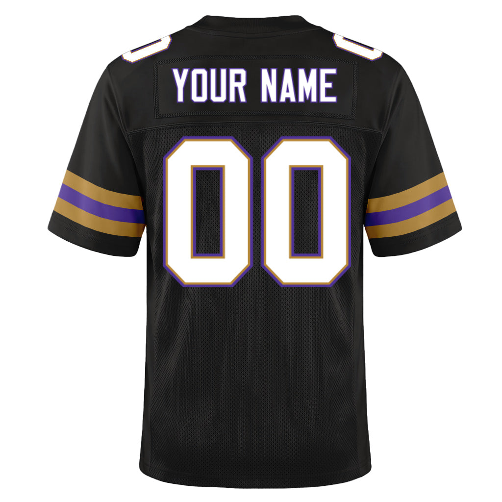 Custom Black White-Purple Mesh Football Jersey