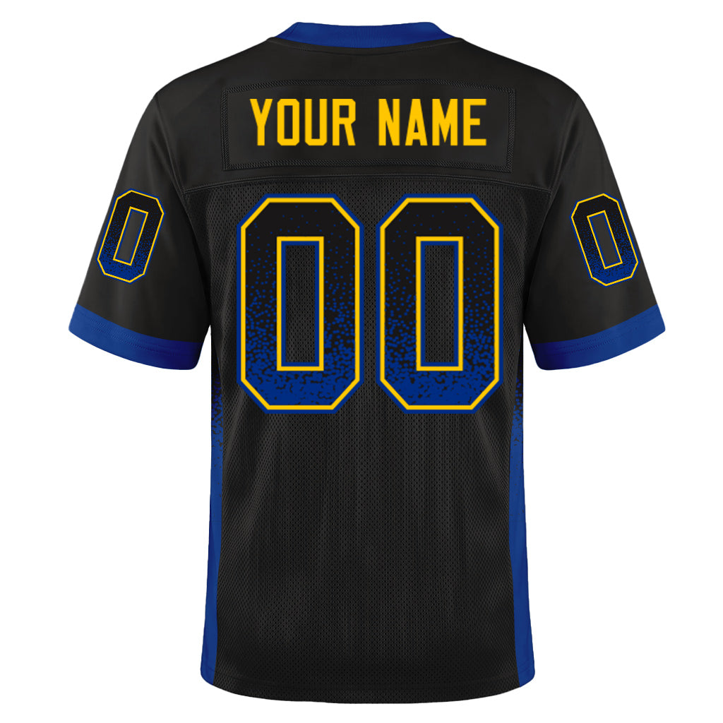 Custom Black Royal-Yellow Mesh Drift Fashion Mesh Football Jersey