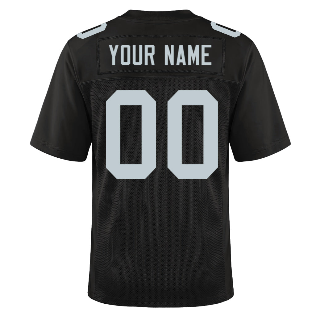 Custom Black Silver Mesh Football Jersey