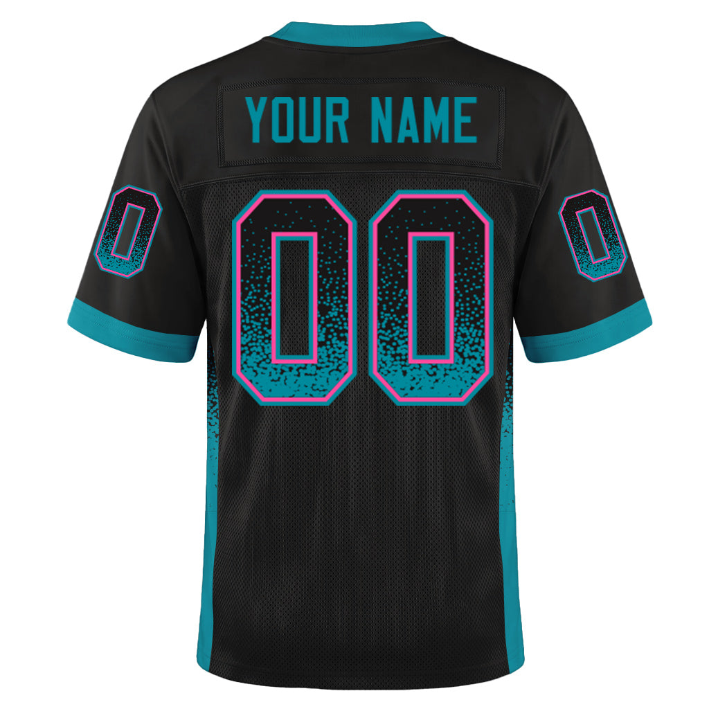 Custom Black Teal-Pink Mesh Drift Fashion Mesh Football Jersey