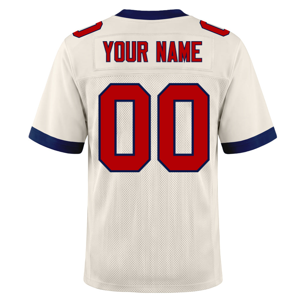Custom Cream Red-Navy Mesh Football Jersey