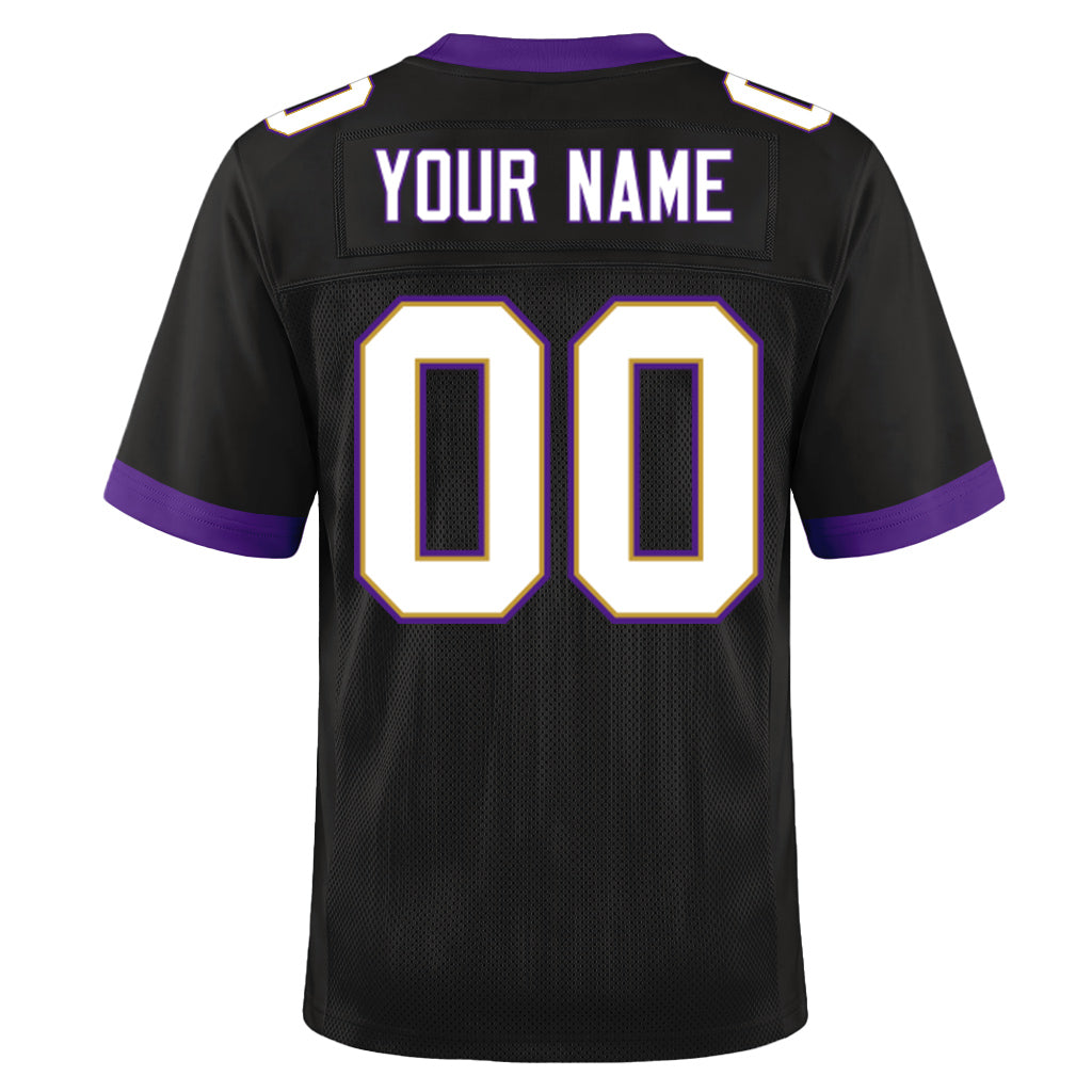 Custom Black White-Purple Mesh Football Jersey