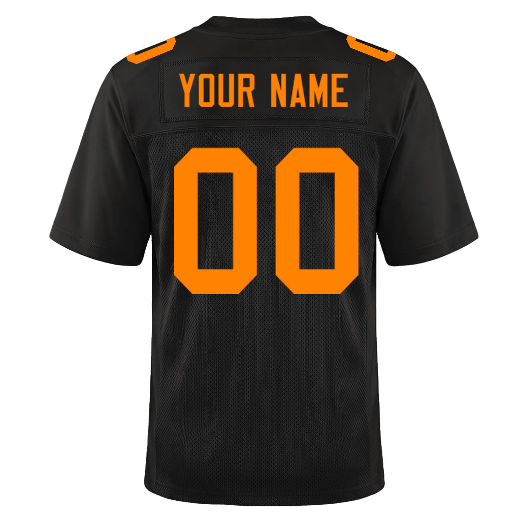Custom Black Bay Orange Mesh Football Jersey