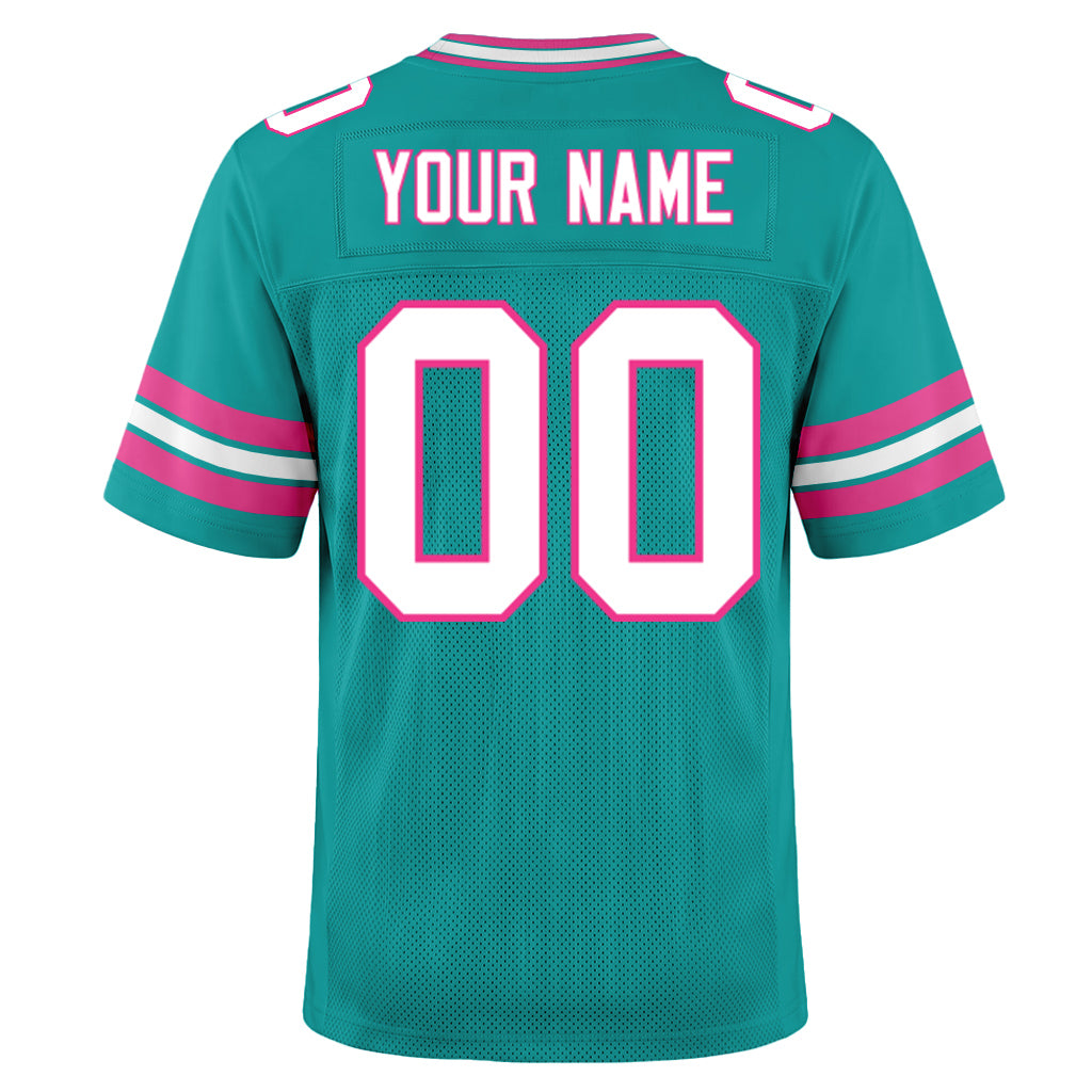 Custom Aqua White-Pink Mesh Football Jersey