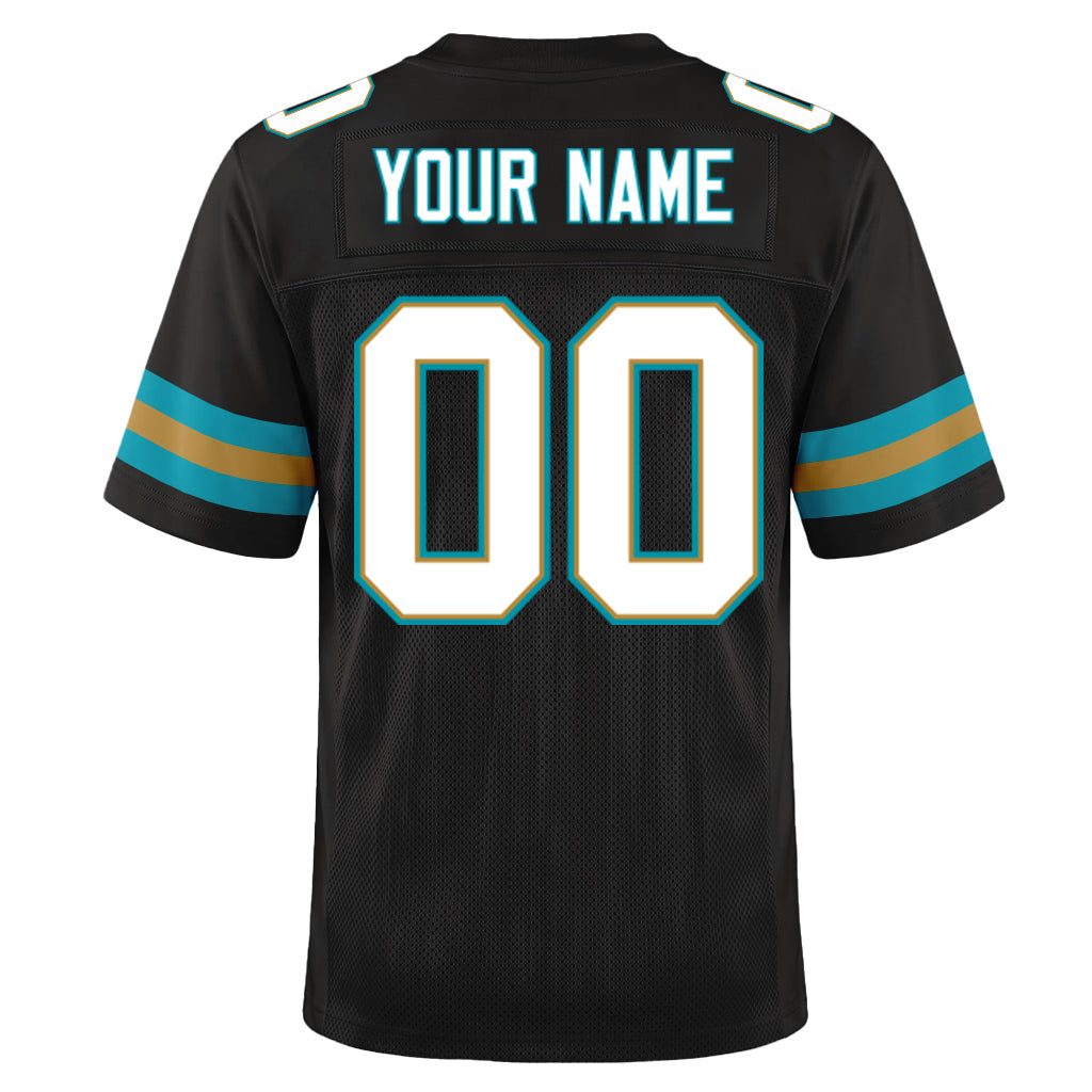Custom Black White-Teal Mesh Football Jersey