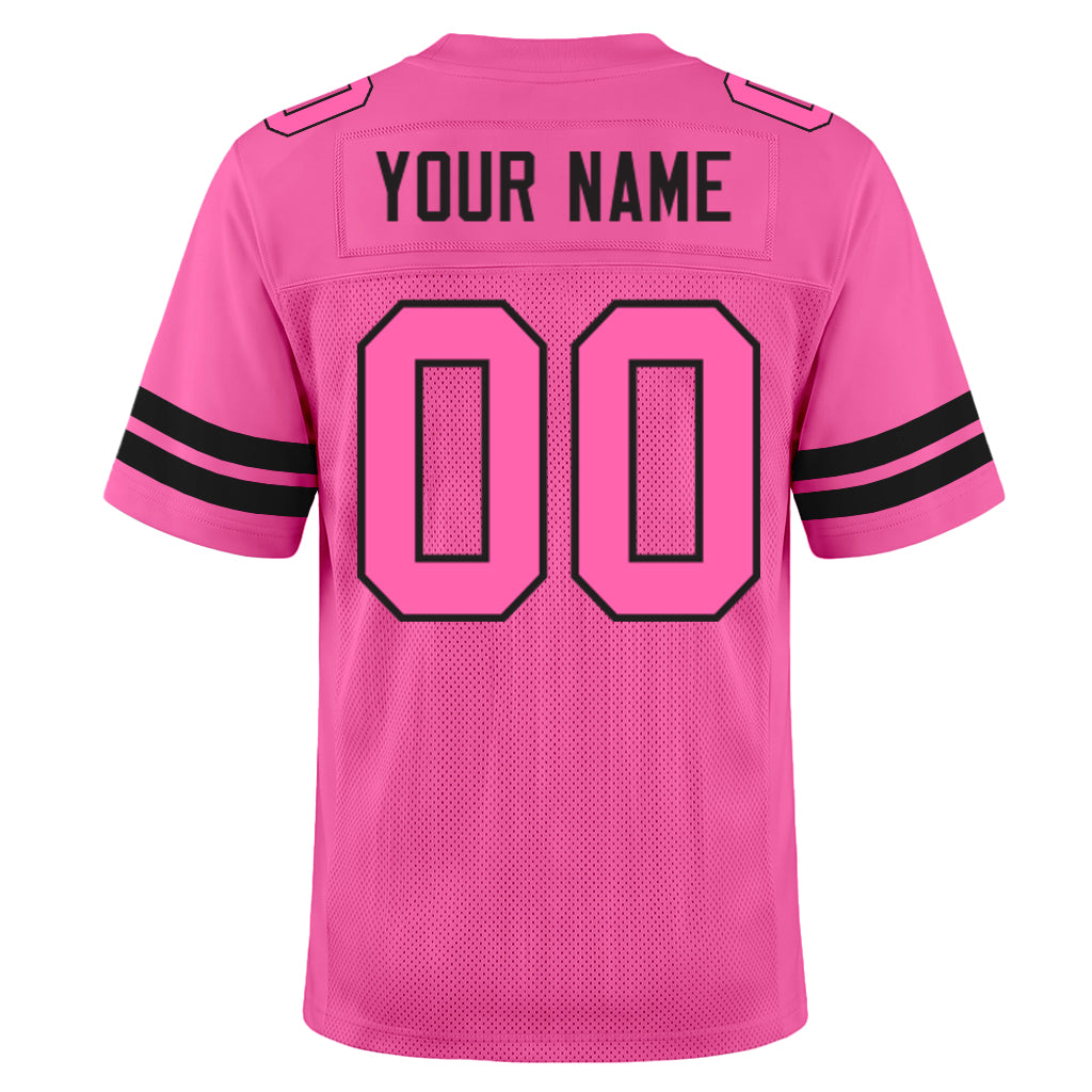 Custom Pink Pink-Black Mesh Football Jersey