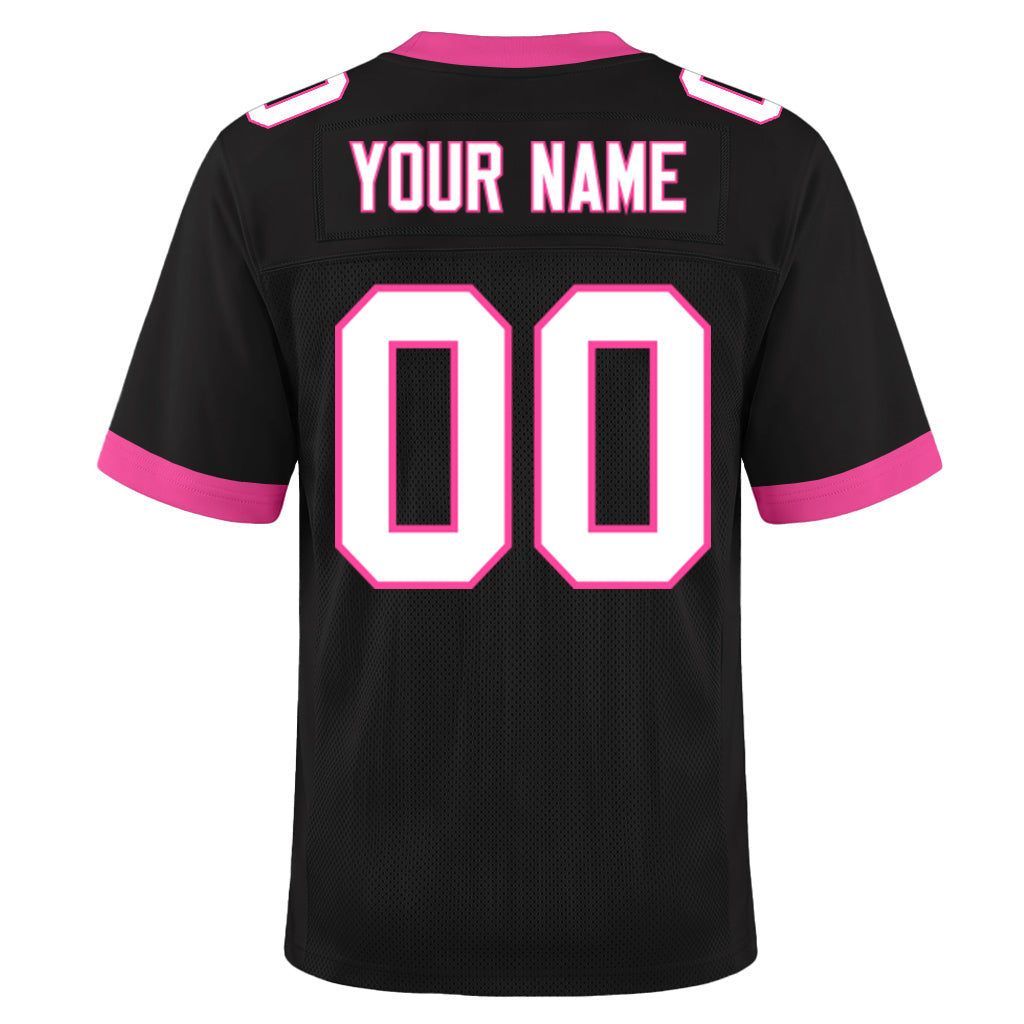 Custom Black White-Pink Mesh Football Jersey