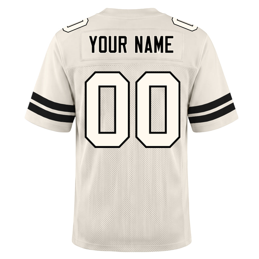 Custom Cream Cream-Black Mesh Football Jersey