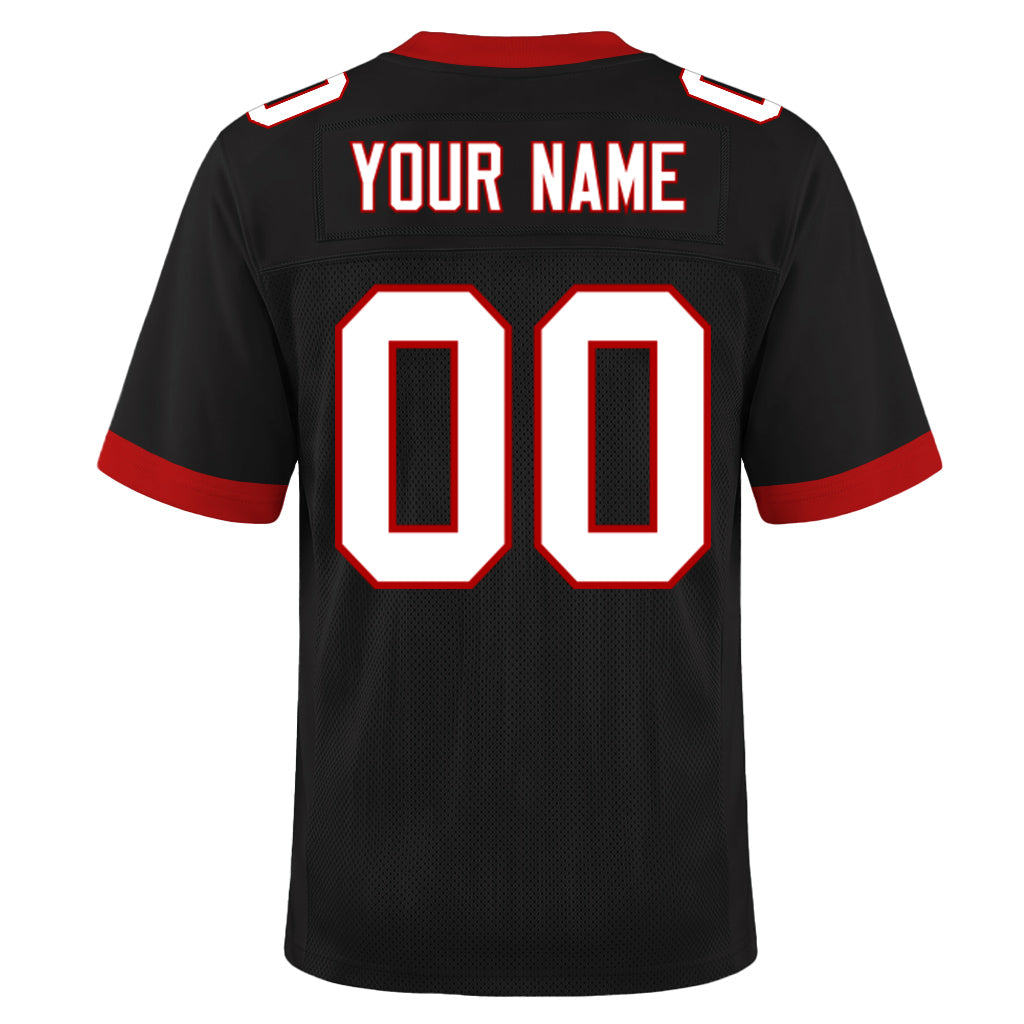 Custom Black White-Red Mesh Football Jersey