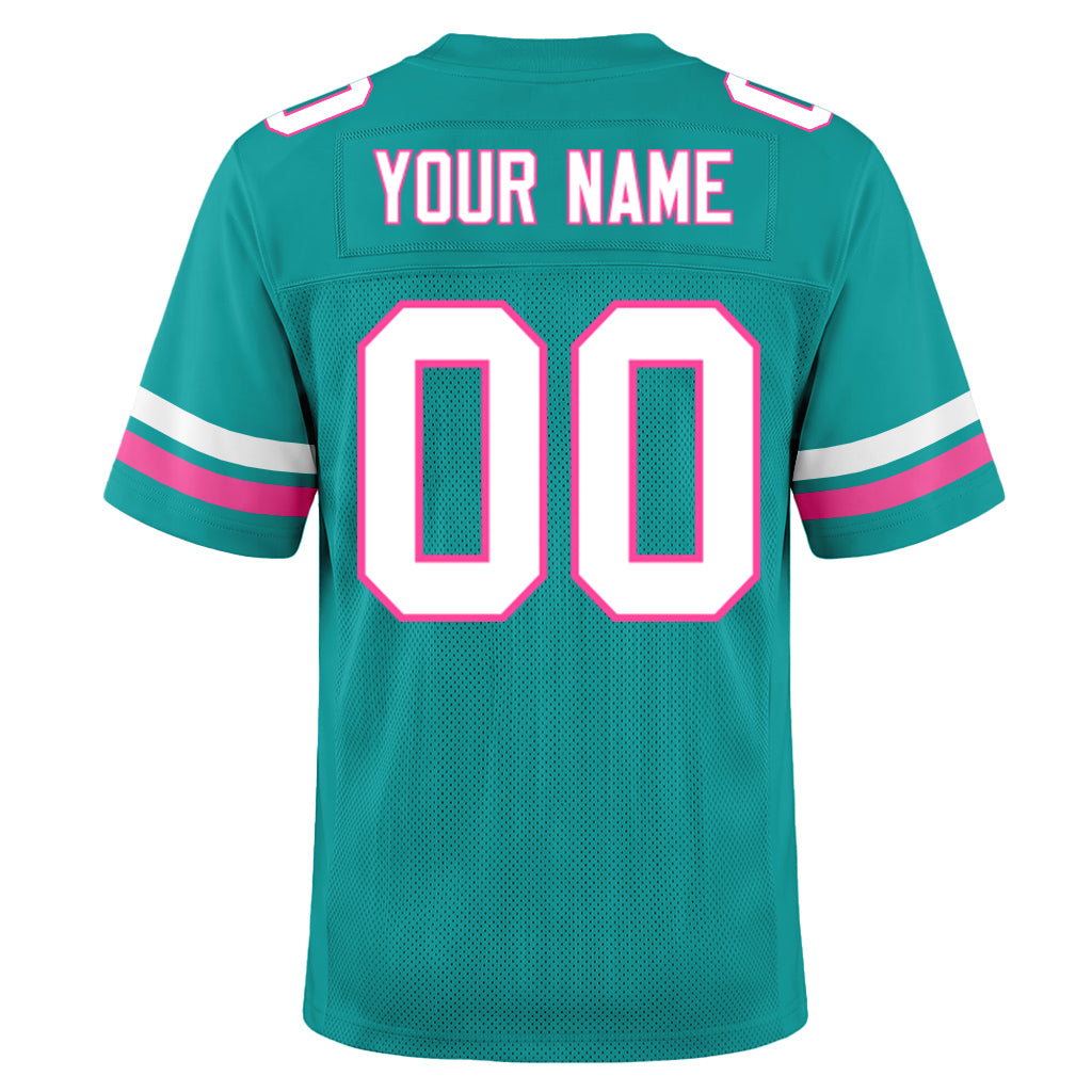 Custom Aqua White-Pink Mesh Football Jersey