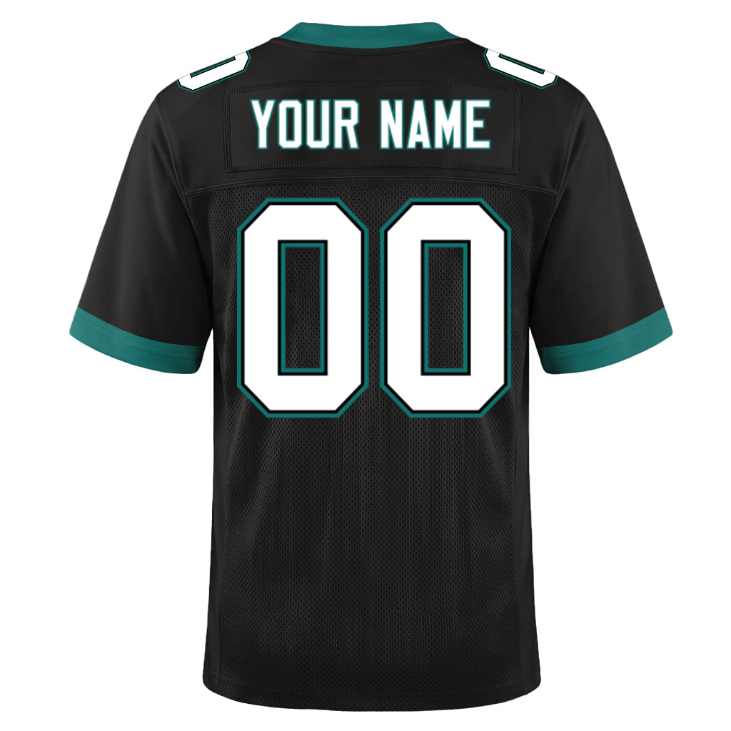 Custom Black White-Midnight Green Mesh Football Jersey