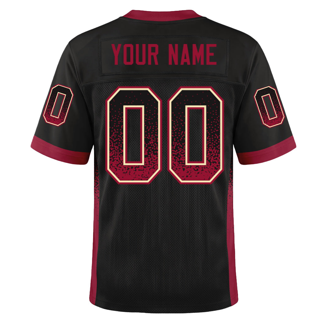 Custom Black Crimson-Cream Mesh Drift Fashion Mesh Football Jersey