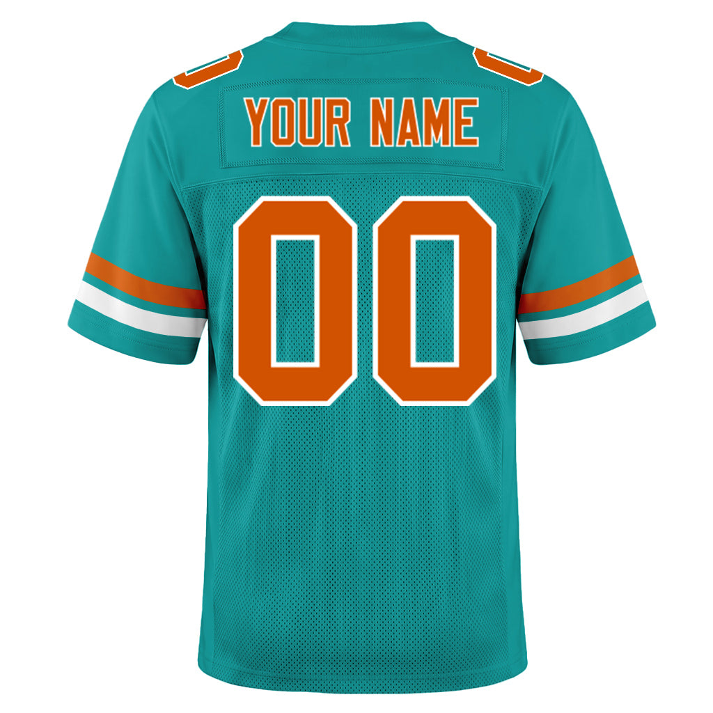 Custom Aqua Texas Orange-White Custom Name Mesh Football Jersey