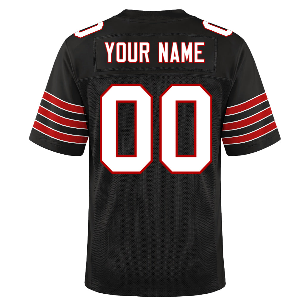 Custom Black White-Scarlet Custom Name Mesh Football Jersey