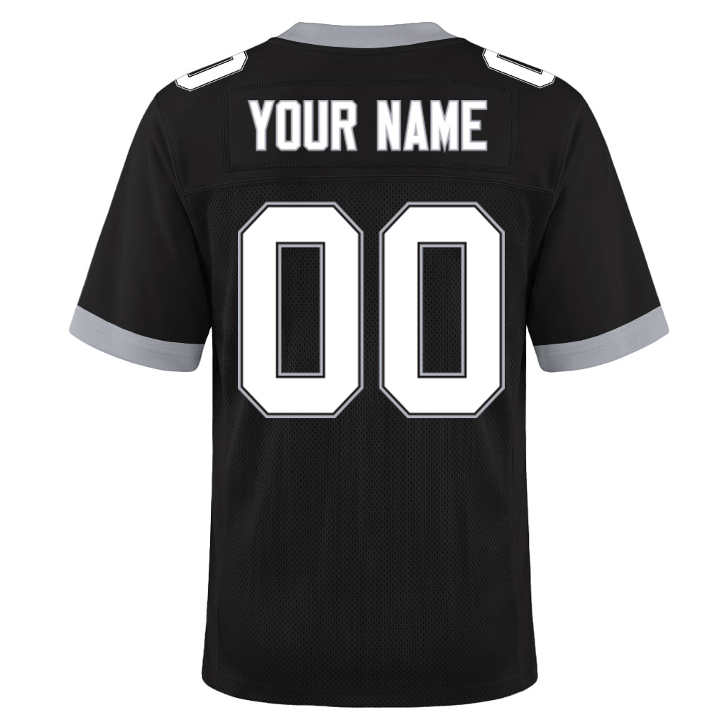 Custom Black White-Gray Mesh Football Jersey