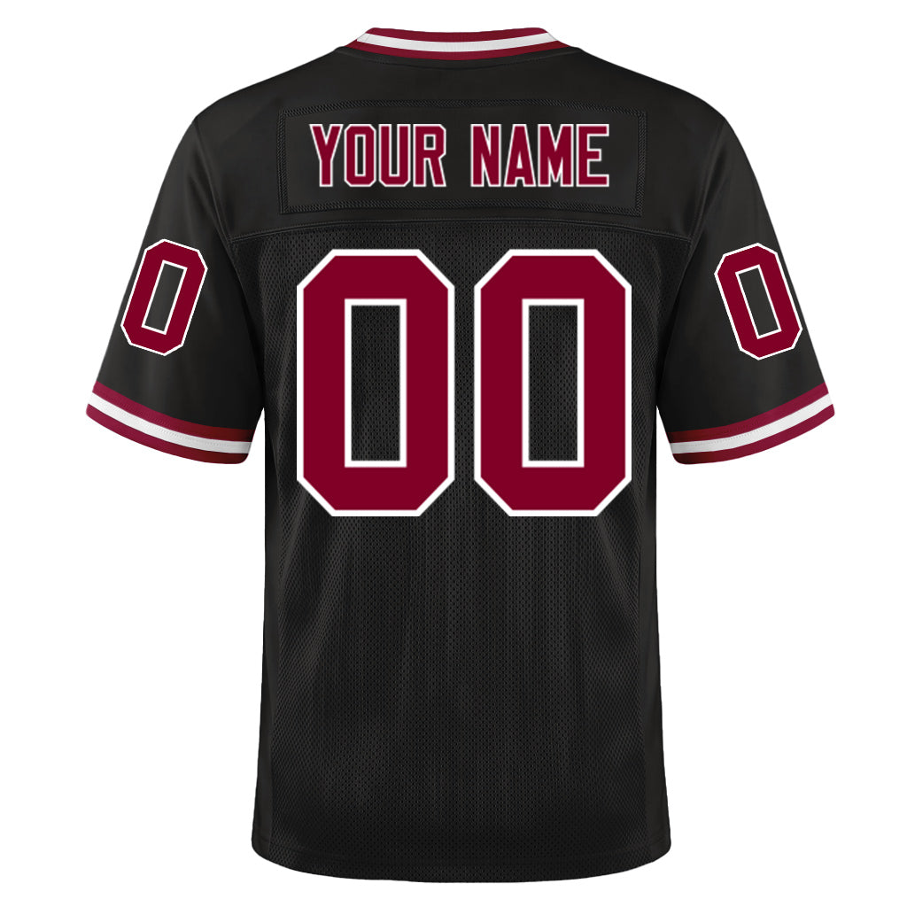 Custom Black Maroon-White Mesh Throwback Mesh Football Jersey