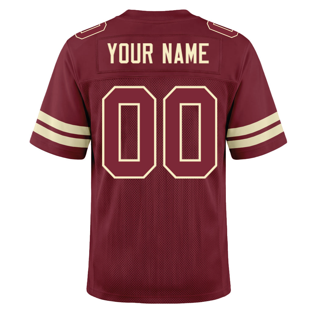 Custom Burgundy Burgundy-Cream Mesh Football Jersey