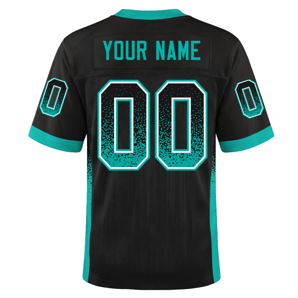 Custom Black Aqua-White Mesh Drift Fashion Mesh Football Jersey