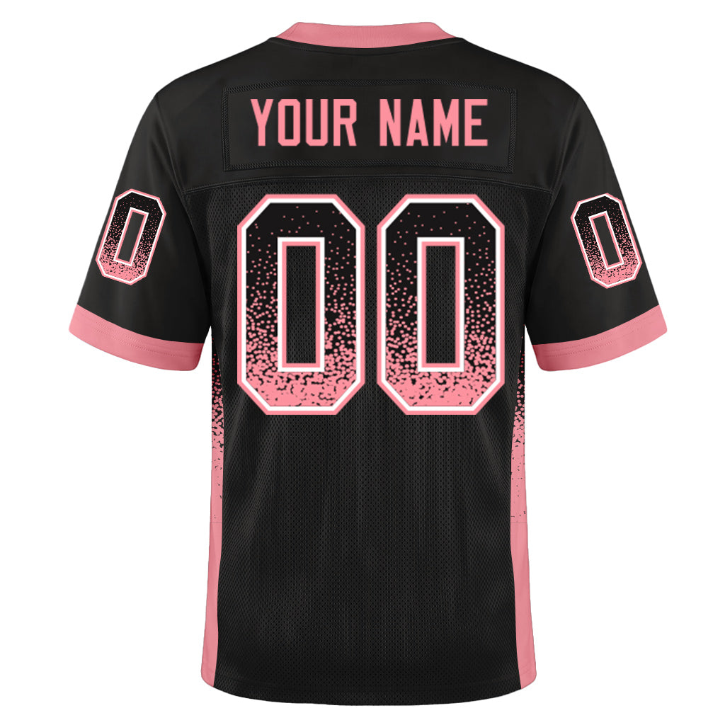 Custom Black Medium Pink-White Mesh Drift Fashion Mesh Football Jersey