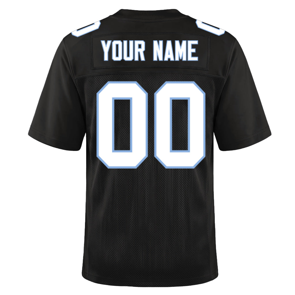 Custom Black White-Light Blue Mesh Football Jersey