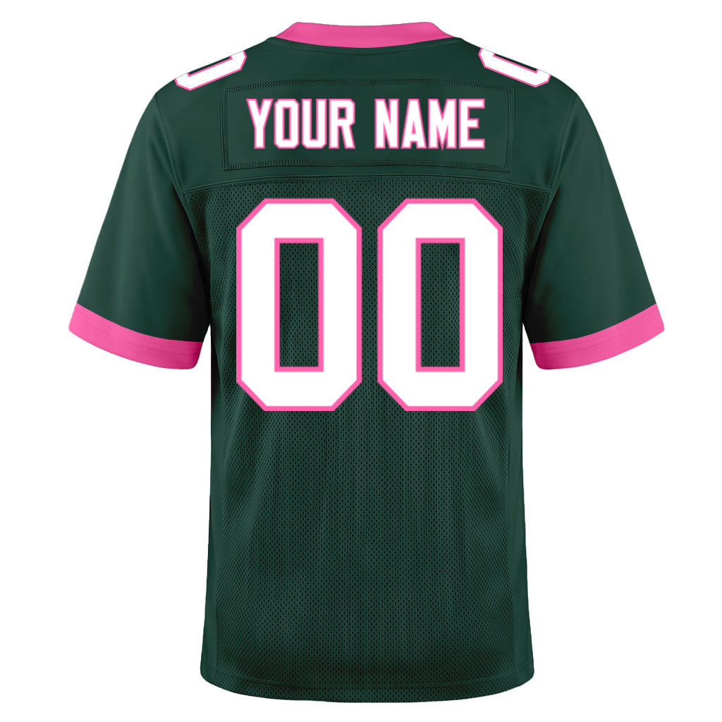 Custom Green White-Pink Mesh Football Jersey