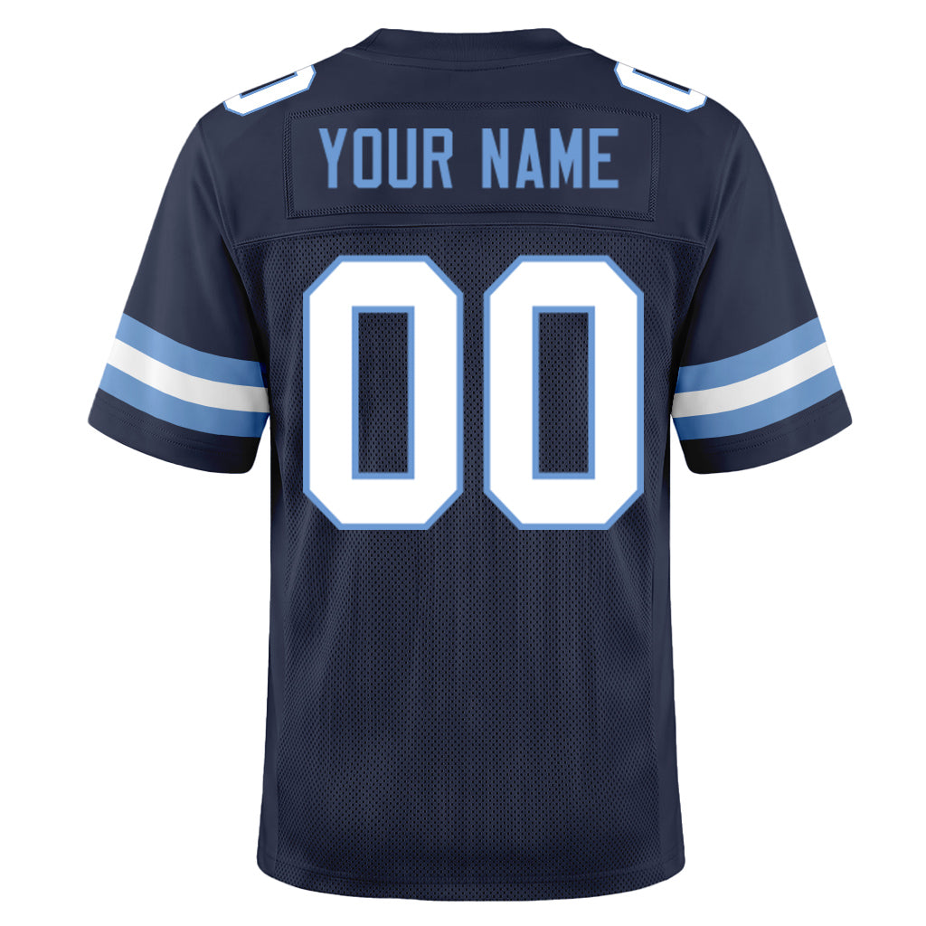 Custom Navy White-Light Blue Mesh Football Jersey