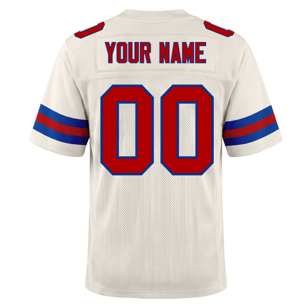 Custom Cream Red-Royal Mesh Football Jersey