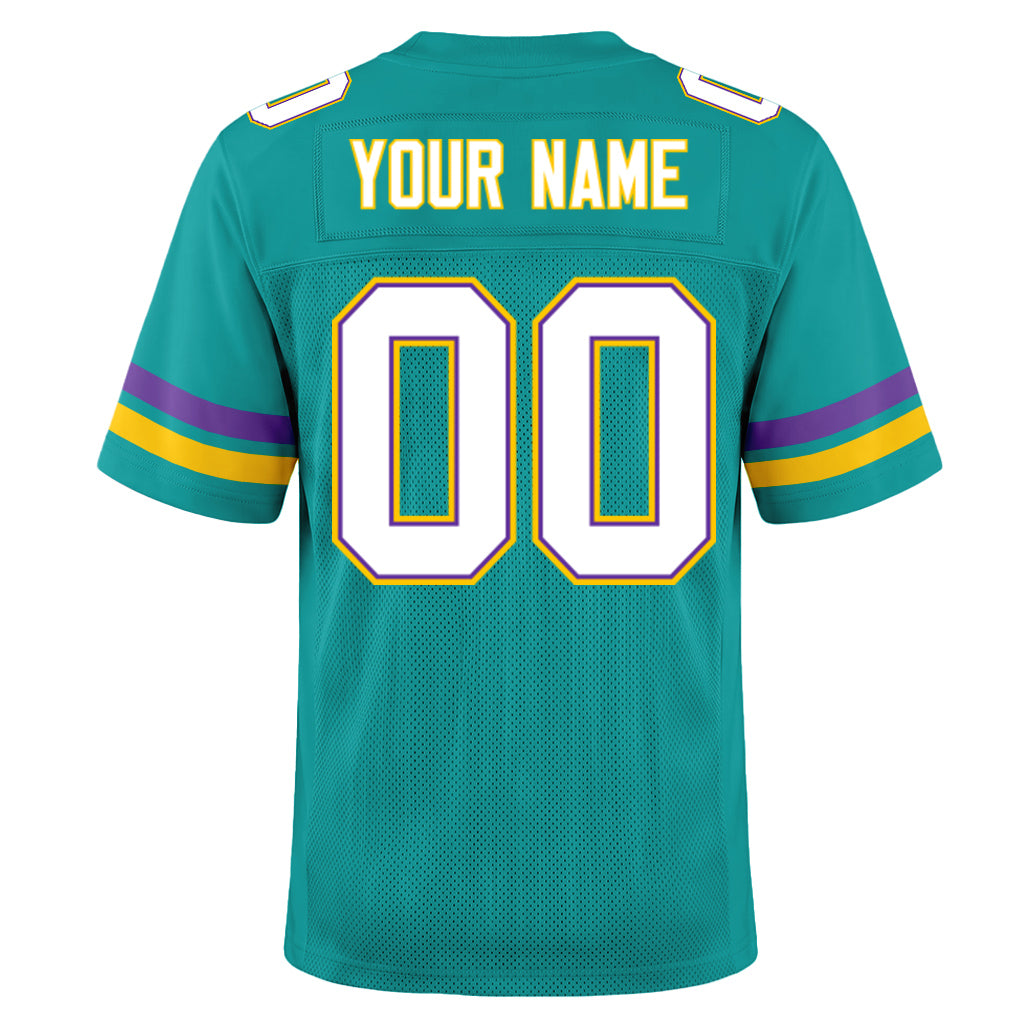 Custom Aqua White-Purple Mesh Football Jersey