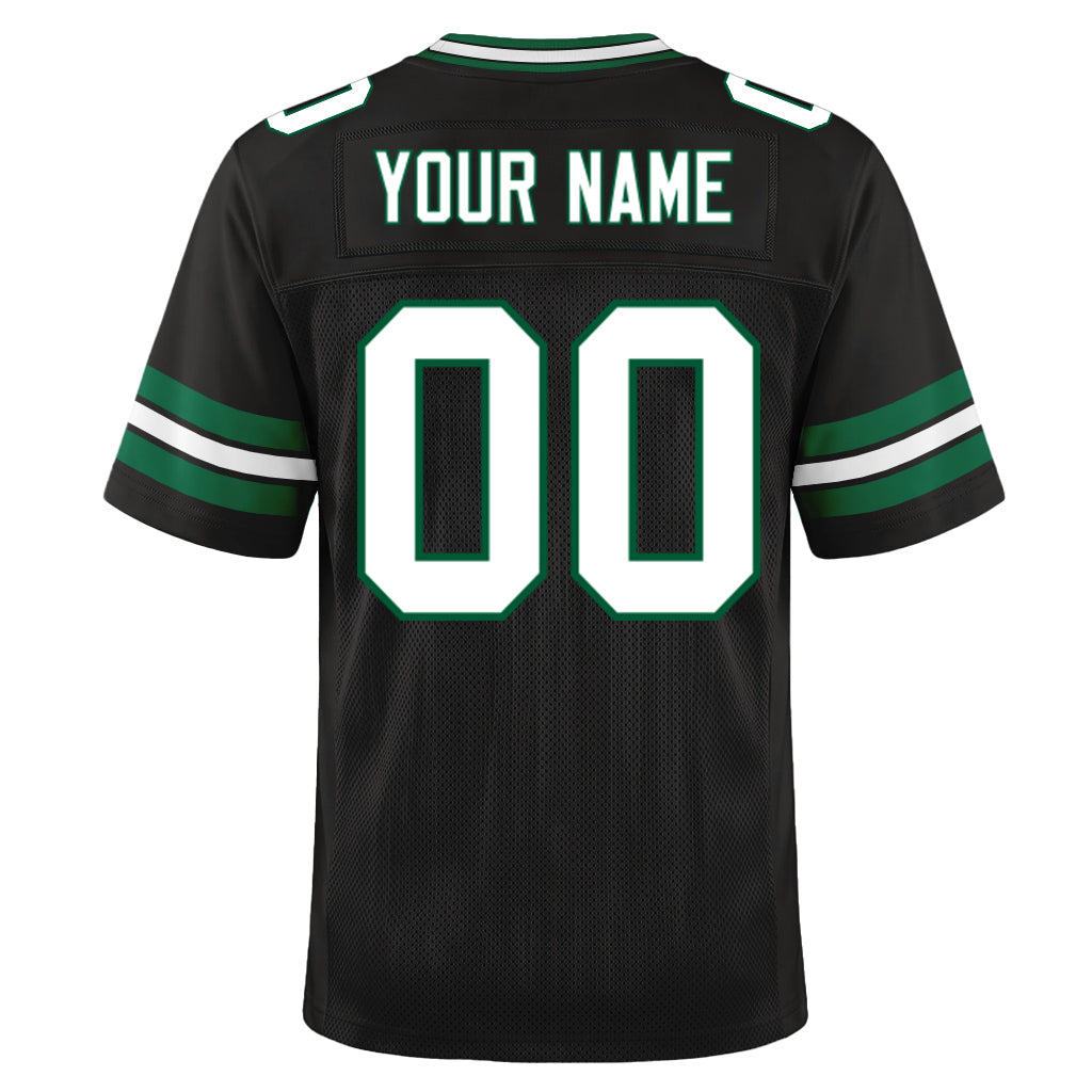 Custom Black White-Kelly Green Mesh Football Jersey