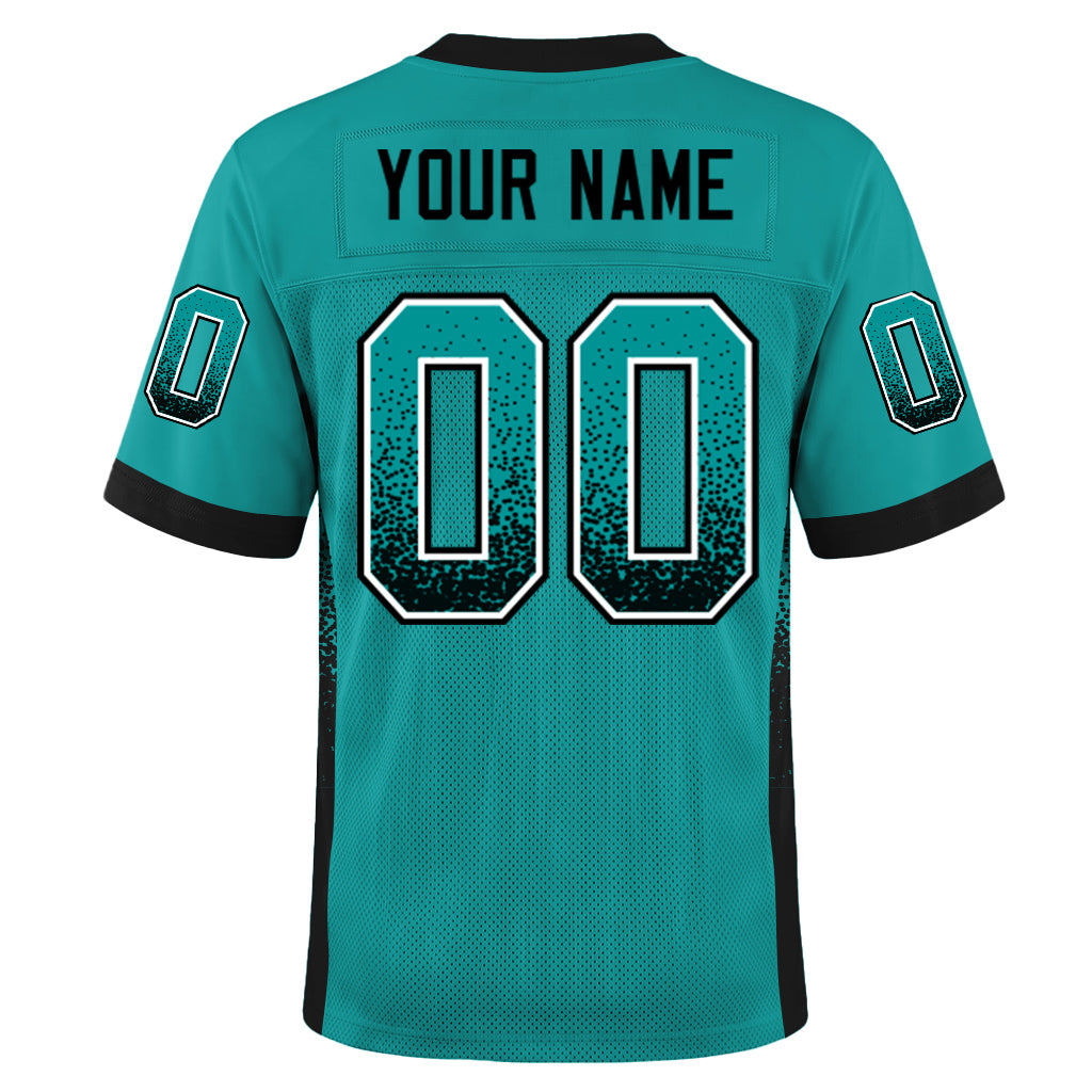 Custom Aqua Black-White Mesh Drift Fashion Football Jersey