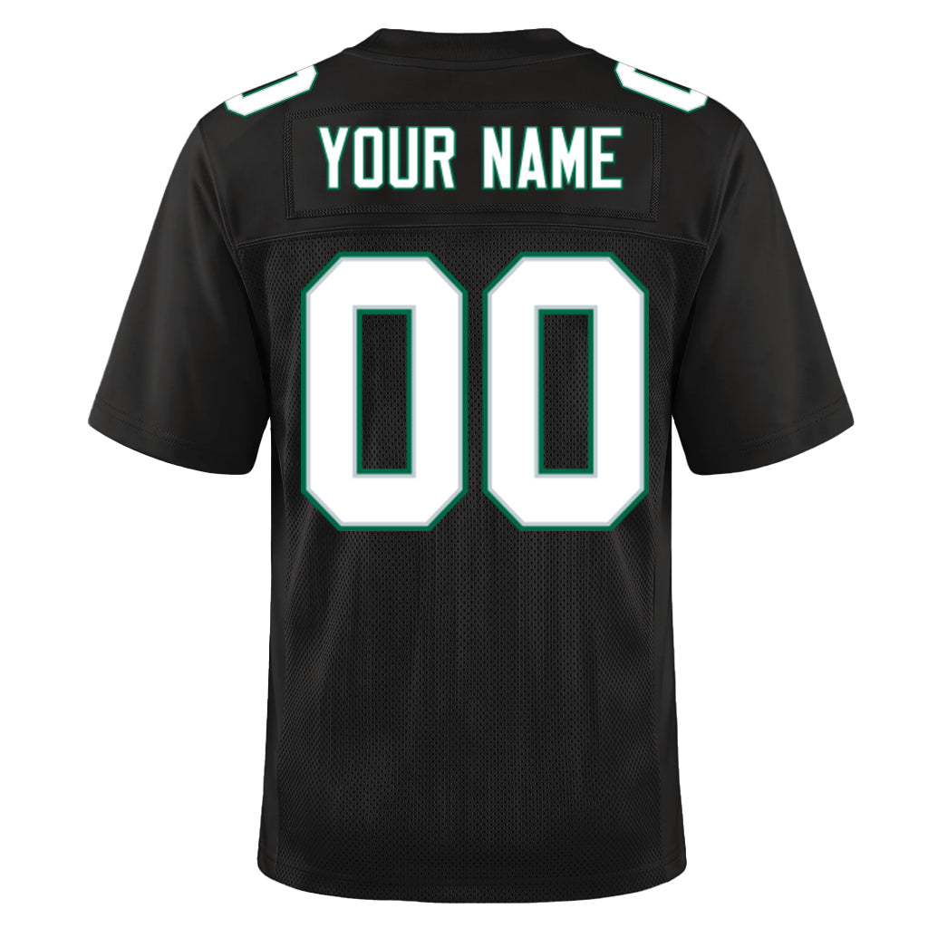 Custom Black White Gray-Midnight Green Mesh Football Jersey