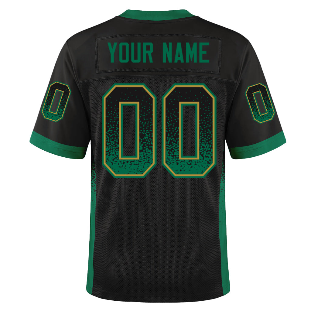Custom Black Kelly Green-Old Gold Mesh Drift Fashion Mesh Football Jersey