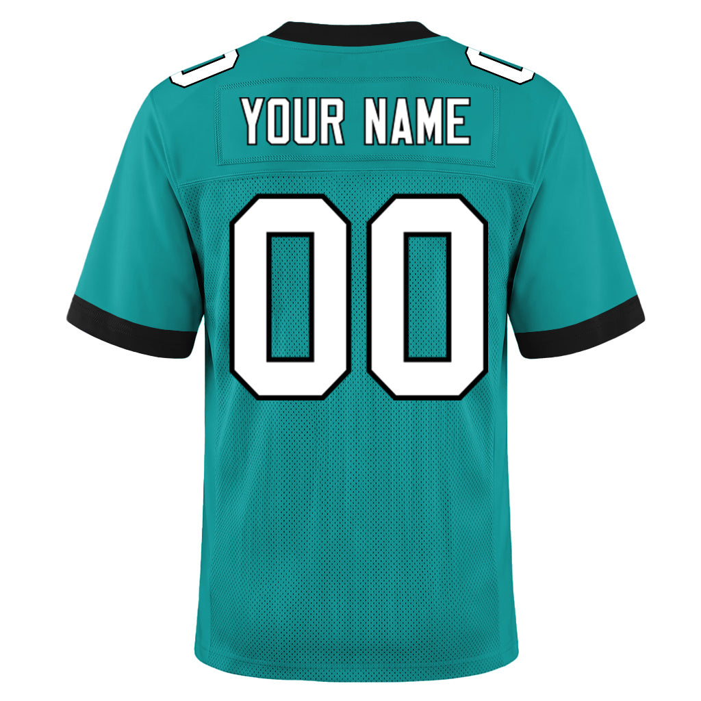 Custom Aqua White-Black Mesh Football Jersey