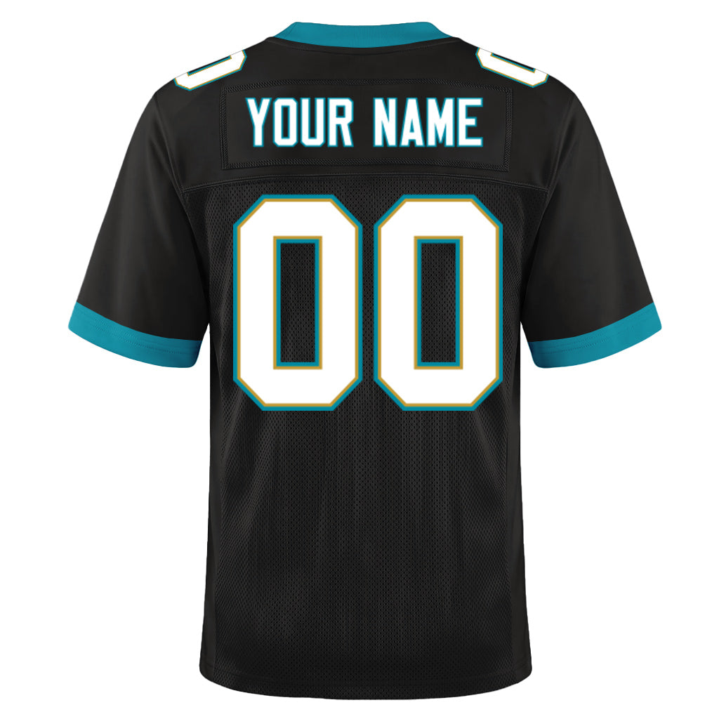 Custom Black White-Teal Mesh Football Jersey