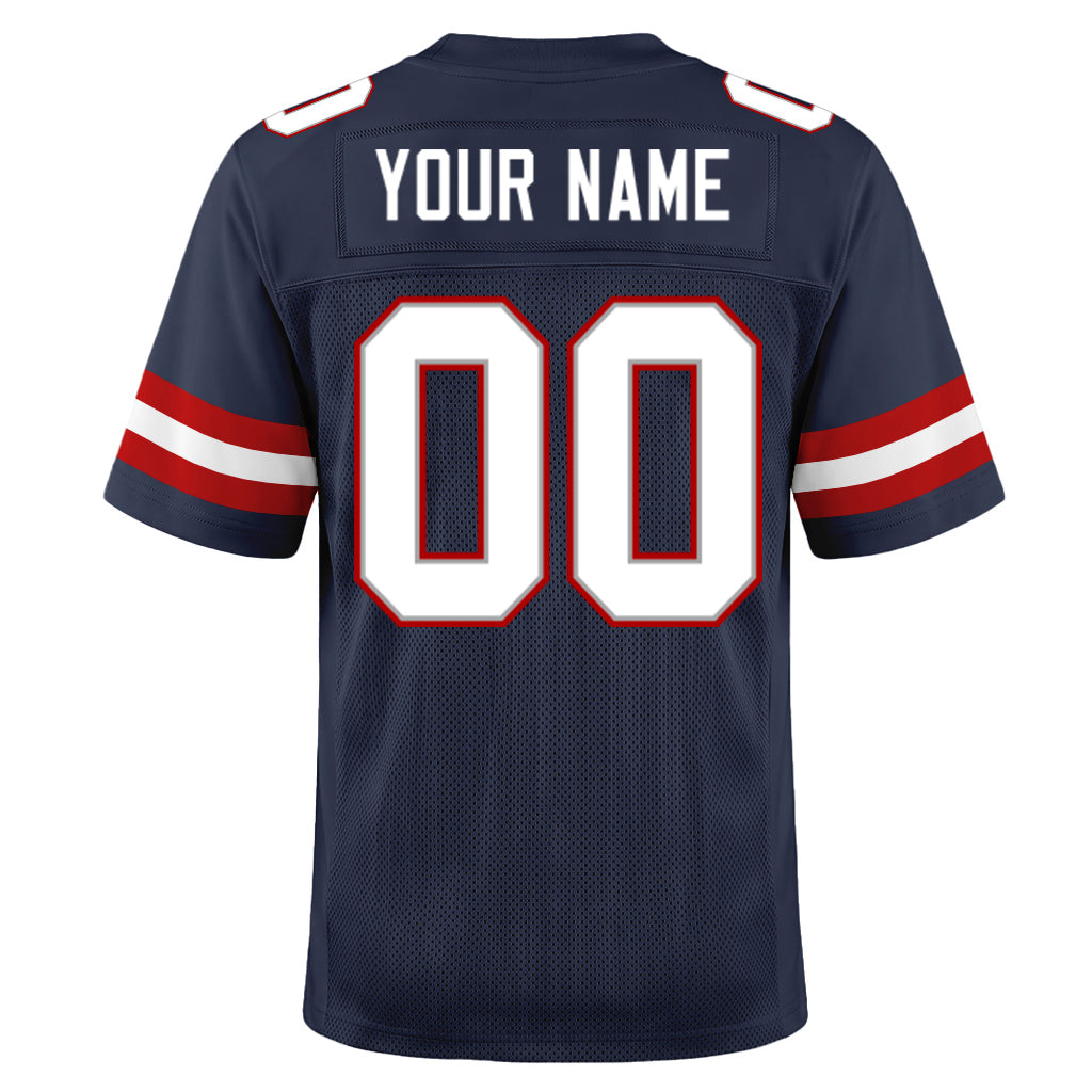 Custom Navy White-Red Mesh Football Jersey