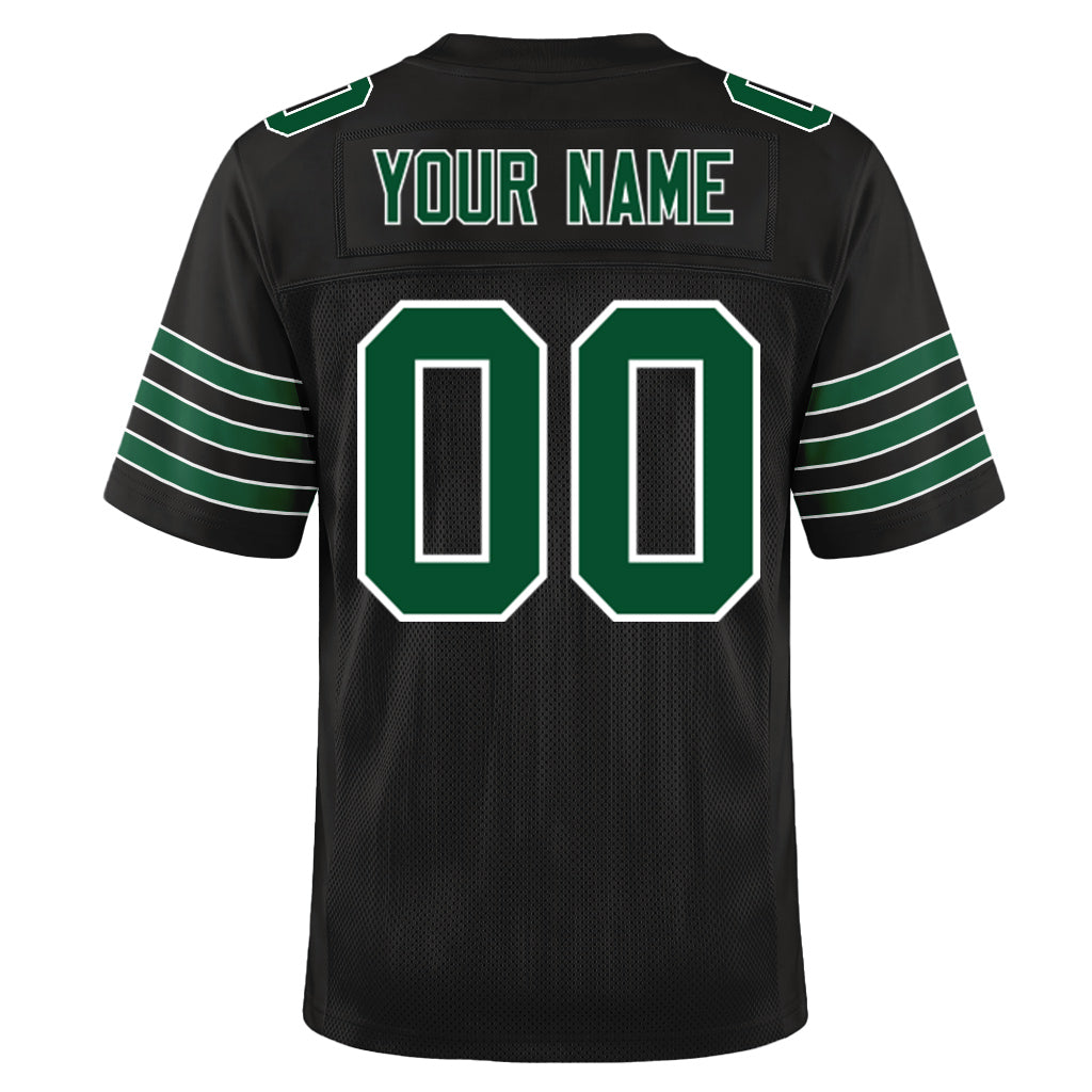 Custom Black Gotham Green-White Custom Name Mesh Football Jersey