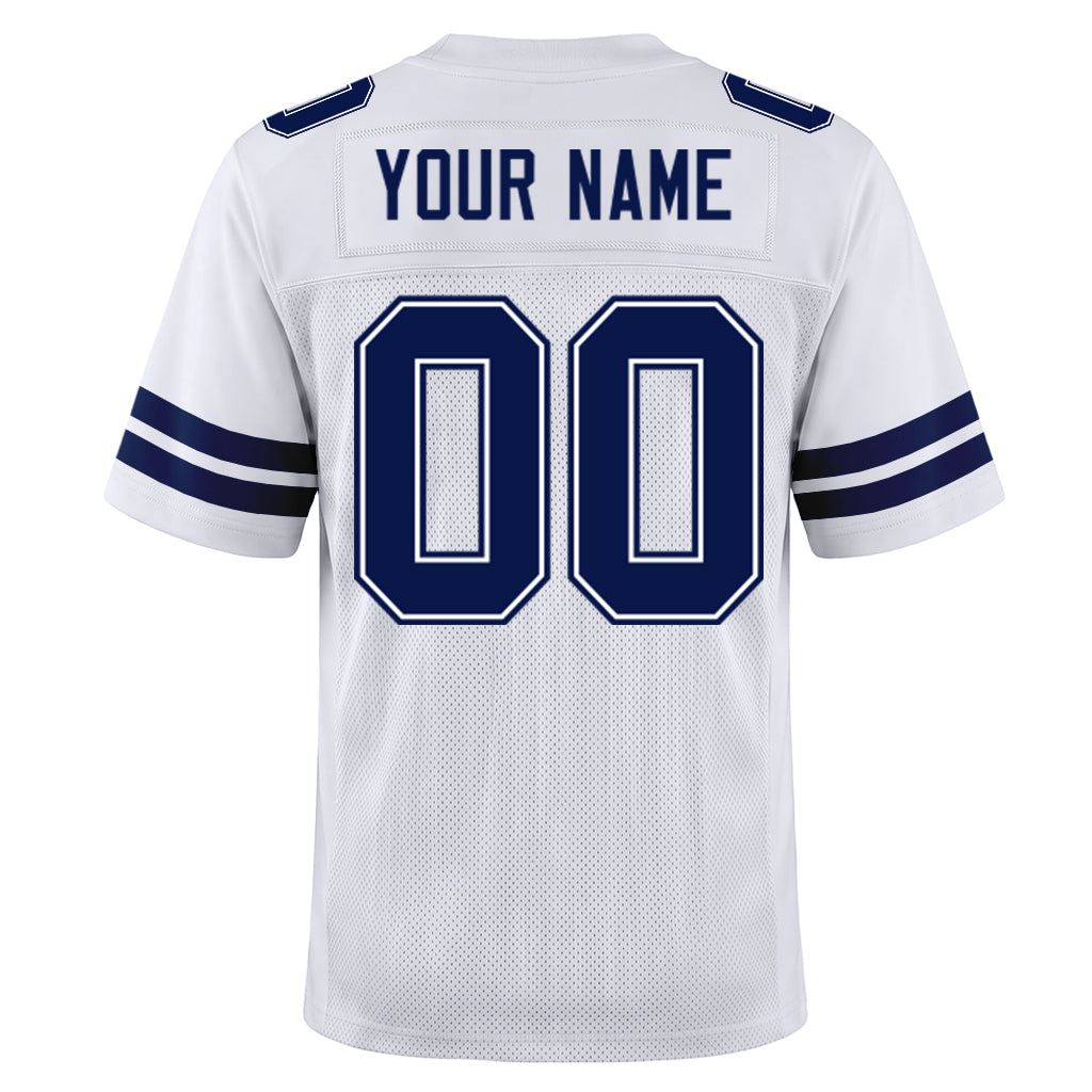 Custom White Navy-White Mesh Football Jersey