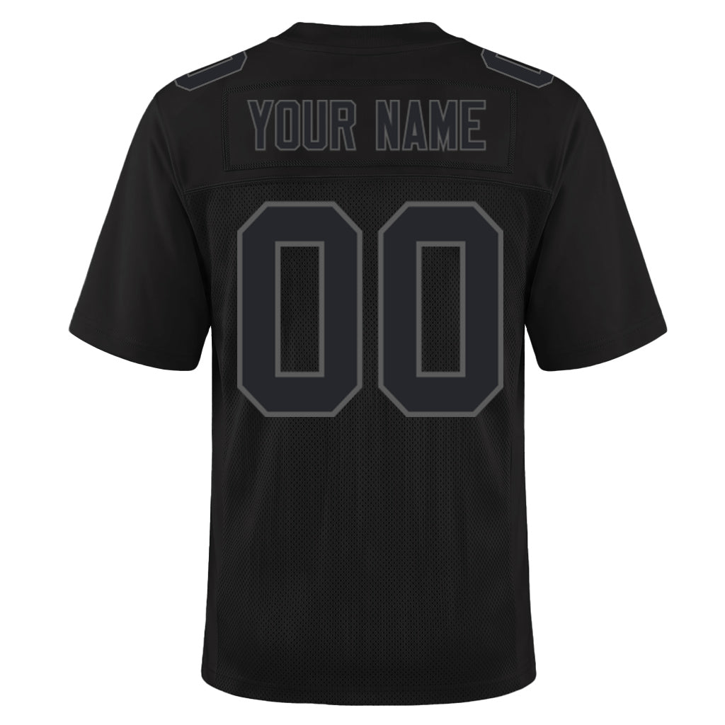 Custom Black Steel Gray Mesh Football Jersey