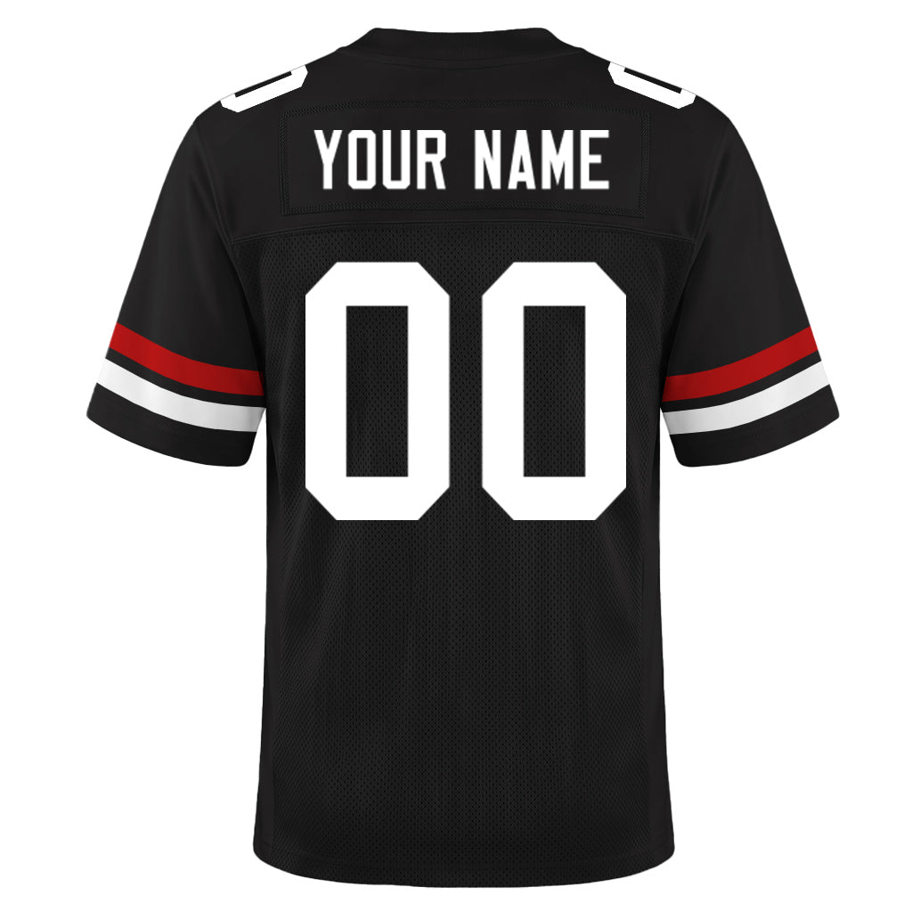 Custom Black White-Red Mesh Football Jersey