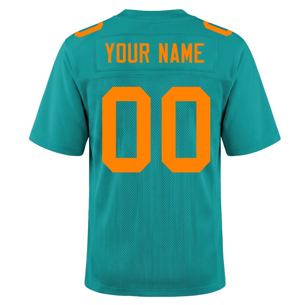 Custom Aqua Bay Orange Mesh Football Jersey