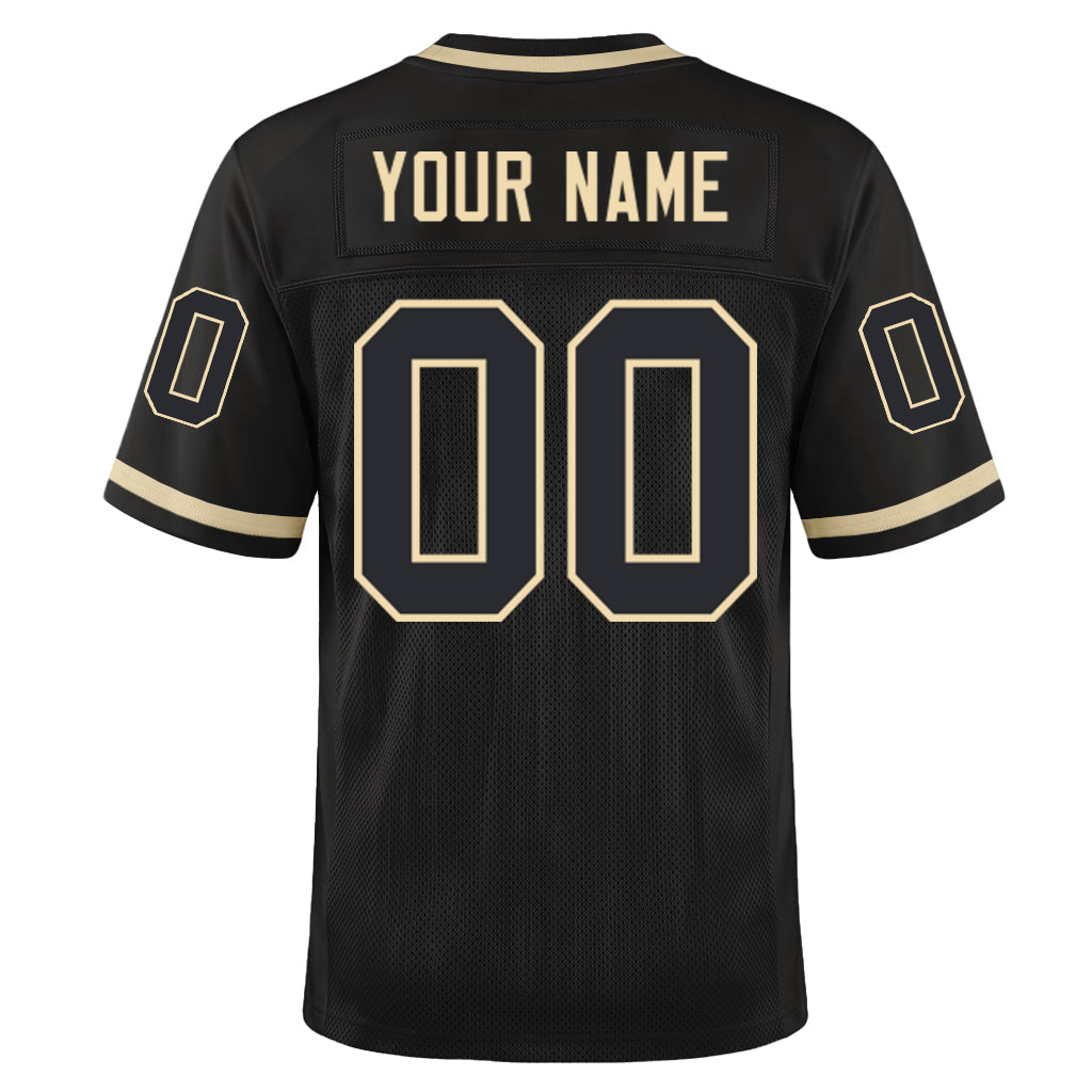 Custom Black Cream Mesh Throwback Mesh Football Jersey