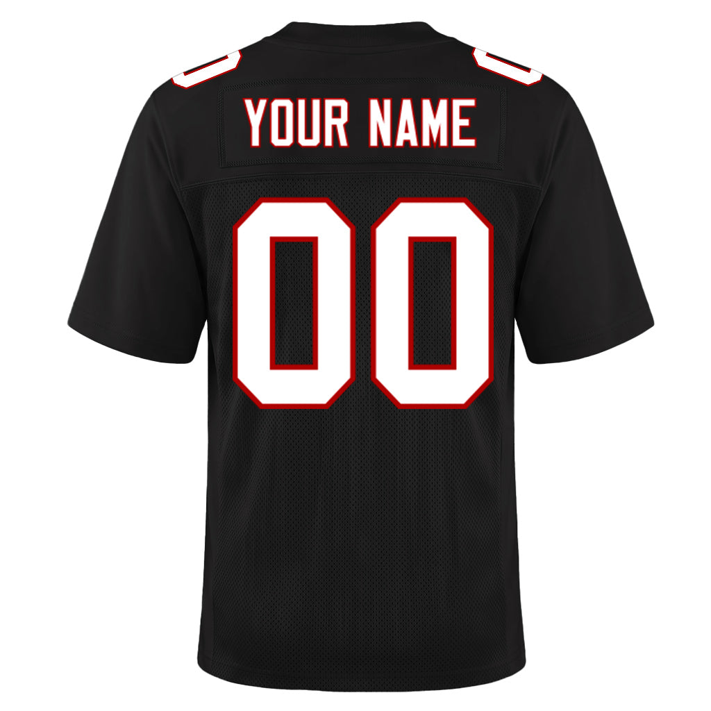 Custom Black White-Red Mesh Football Jersey