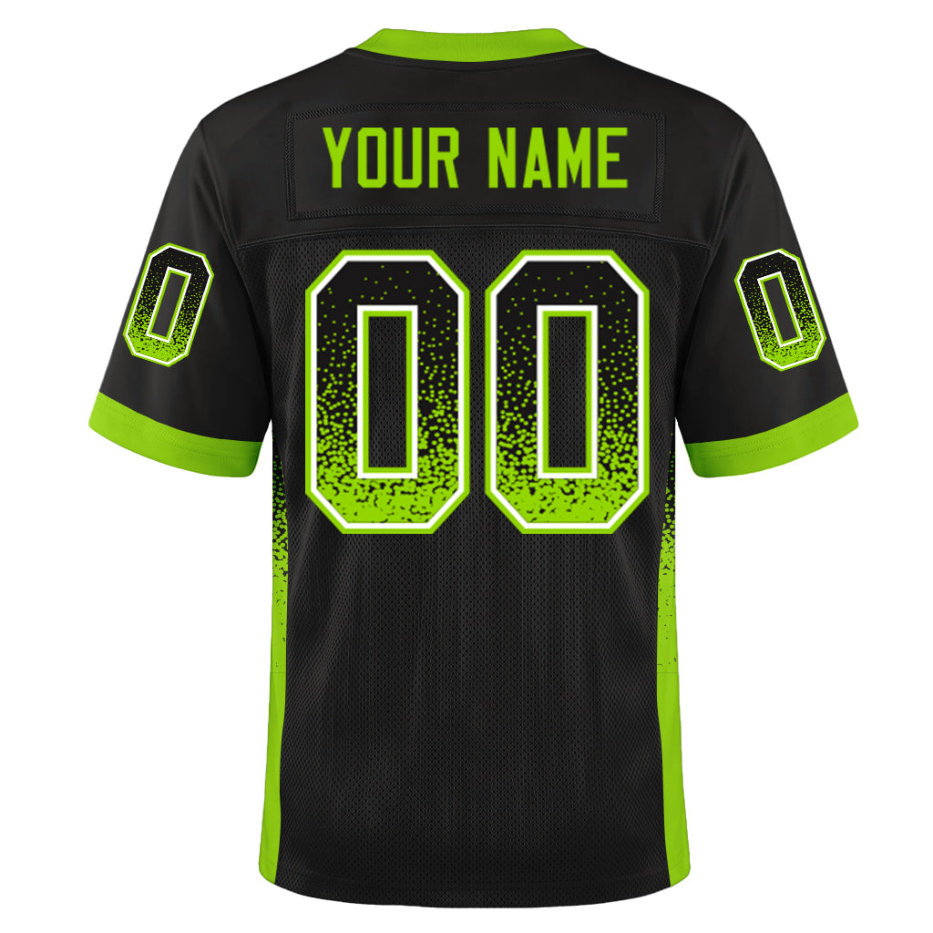 Custom Black Neon Green-White Mesh Drift Fashion Mesh Football Jersey
