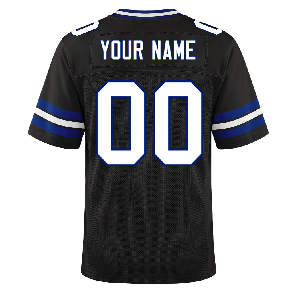 Custom Black White-Royal Mesh Football Jersey