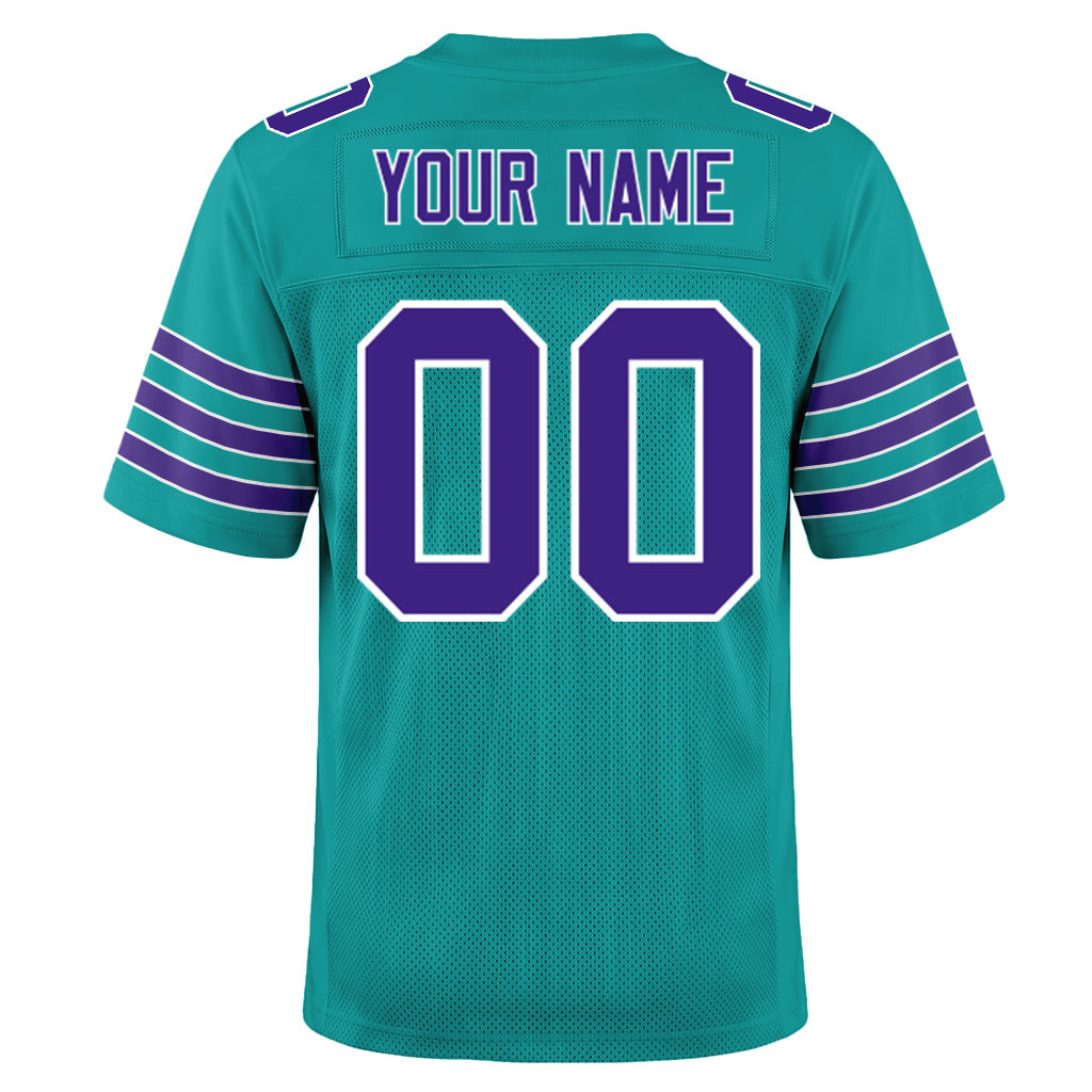 Custom Aqua Purple-White Custom Name Mesh Football Jersey